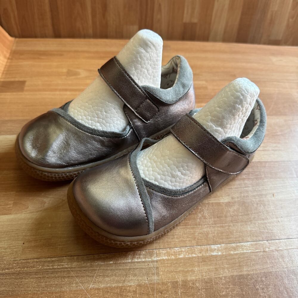 Livie & Luca Ruche Girls Metallic Rose Gold Leather Mary Jane Shoes Size 2Y
